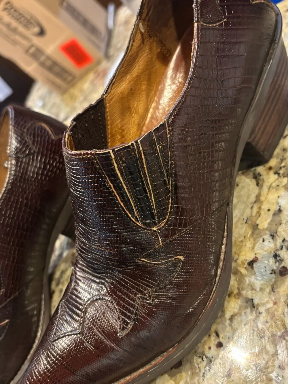 Ariat Women’s Genuine Teju Lizard Western Ankle Boots Brown Size 8B Leather